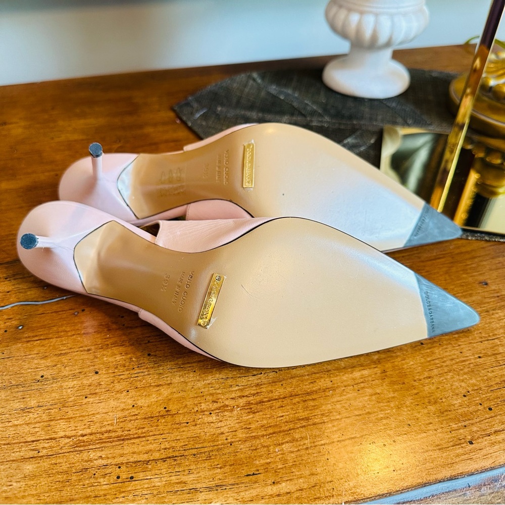 Dolce & Gabbana Pink Calfskin Slingback Stilettos Size 39.5 Italy - Picture 7 of 13